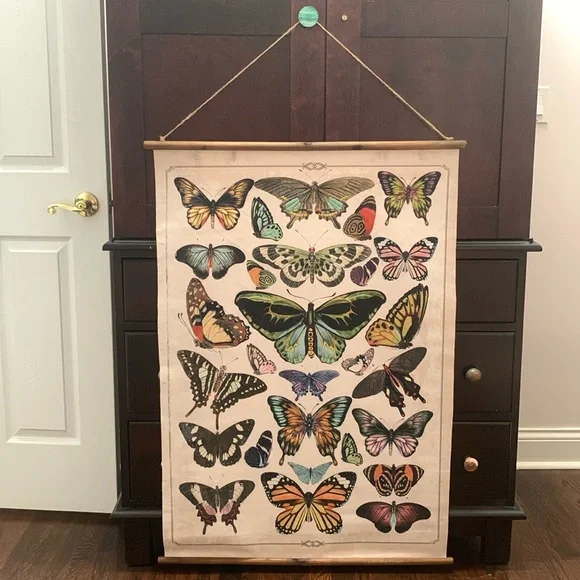 Butterflies Burlap & Wood Scroll Wall Décor - Picture 2 of 15